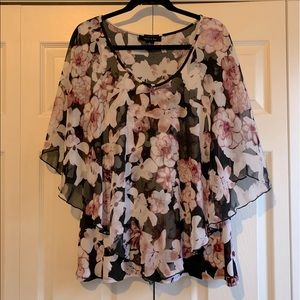 Floral sheer layered blouse